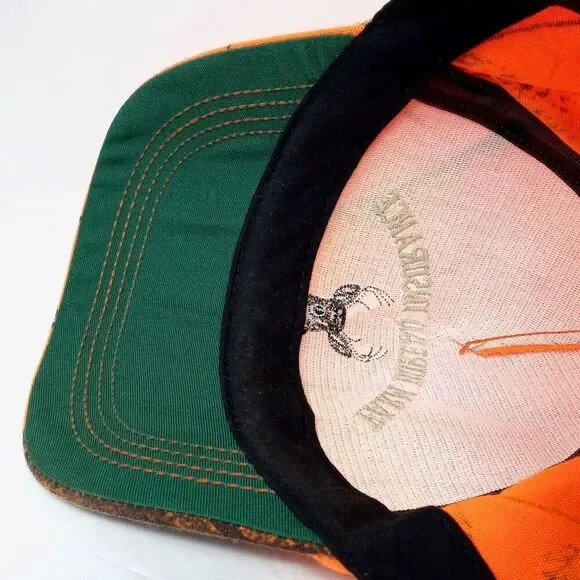 Vintage Farm Bureau Insurance Orange Camo Made in USA Snapback Trucker Hat Cap - Picture 6 of 8